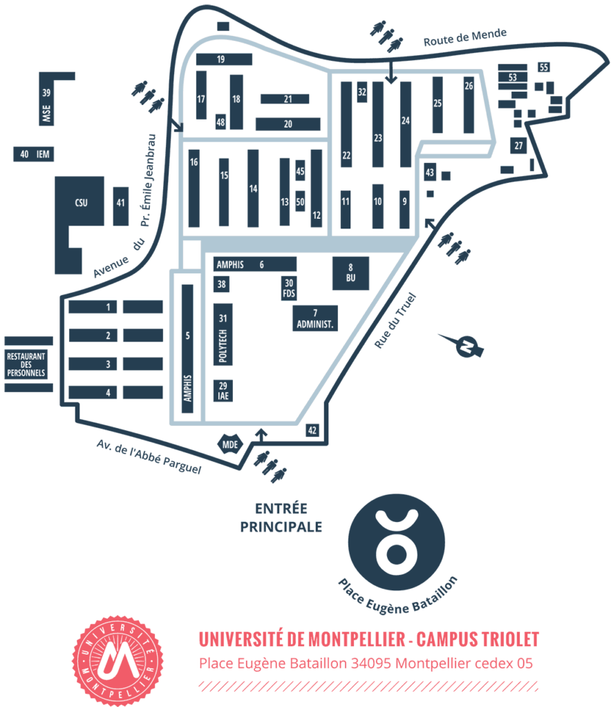 Plan du campus de l'université de Montpellier